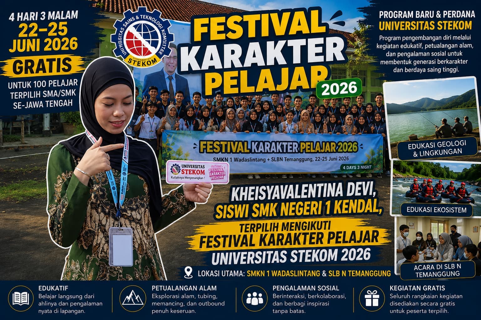 Kheisya Valentina Devi, Siswi SMK Negeri 1 Kendal, Terpilih Mengikuti Festival Karakter Pelajar Universitas STEKOM 2026