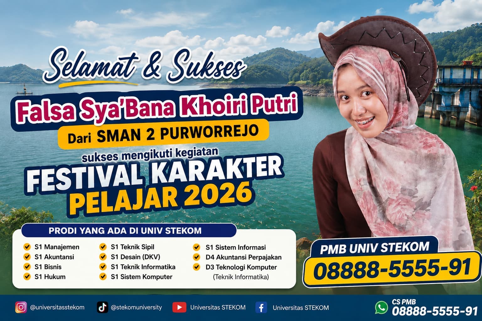 Falsa Sya'Bana Khoiri Putri dari SMAN 2 Purworejo Terpilih Mengikuti Festival Karakter Pelajar Universitas STEKOM 2026