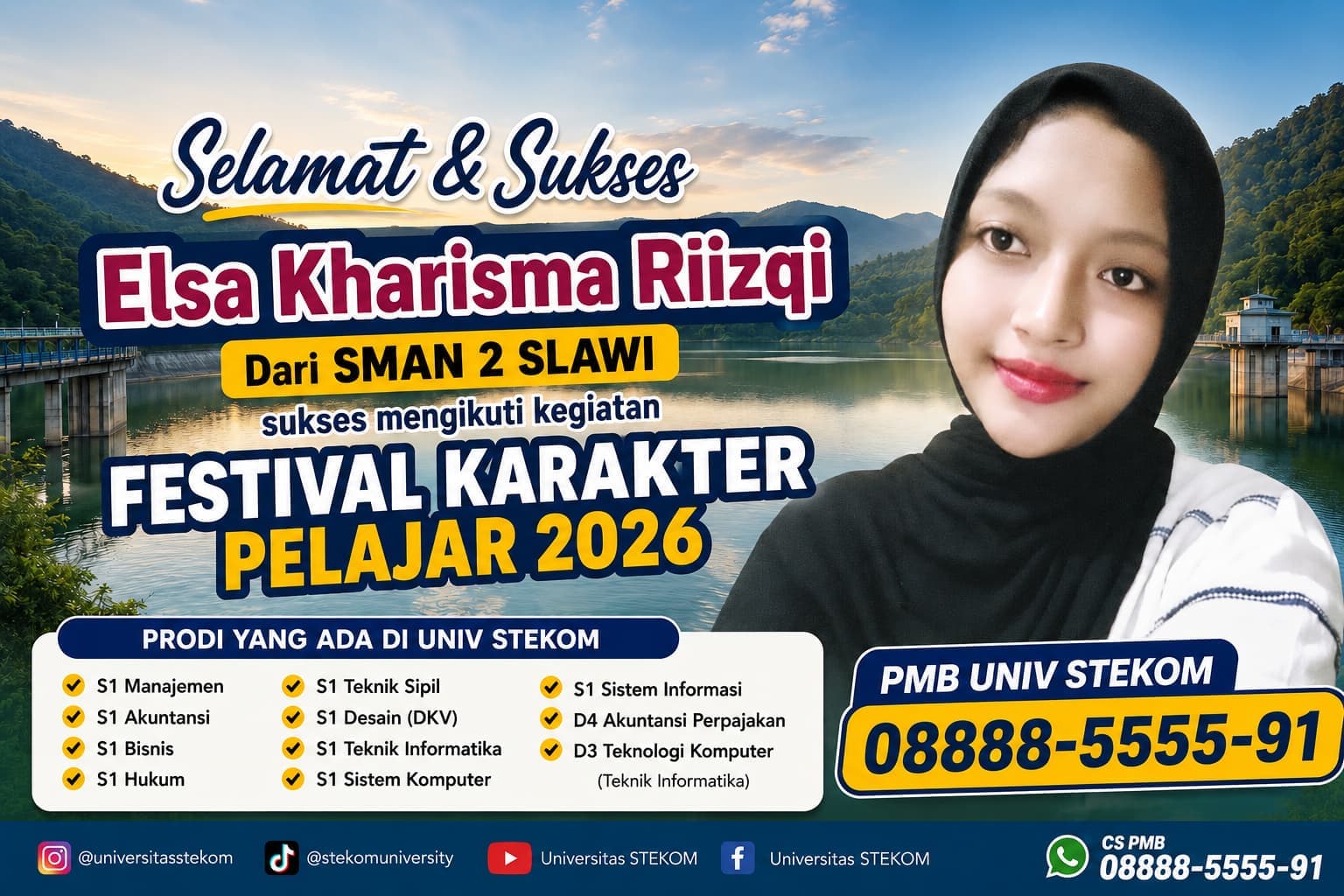 Elsa Kharisma Rizqi dari SMAN 2 Slawi Terpilih Mengikuti Festival Karakter Pelajar Universitas STEKOM 2026