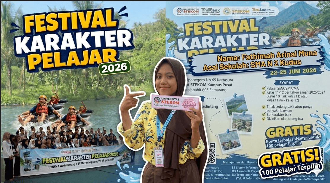 Fathimah Arinal Muna dari SMAN 2 Kudus Terpilih Mengikuti Program Kegiatan Festival Karakter Pelajar Universitas STEKOM 2026